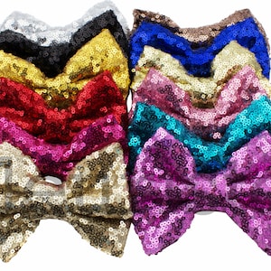 Sequin Bow, Large Glitter Bow, Shiny Bows, Fabric Bows, diy Bows, DIY Hair Bows, Soft Bows, Wholesale Bows, Diy Headband, 5&quot; Choose colors