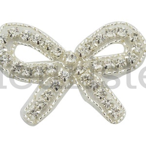 Bow Beaded Bridal Applique, Bulk Beaded Appliques, Birthday Decoration Flatback Embellishment, Beaded Bow, Embellishment, 60 mm by 40 mm