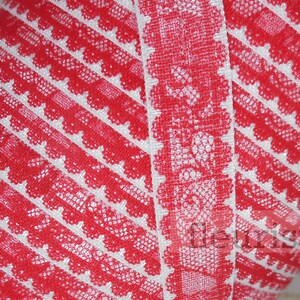 Fold Over Elastic, Foldover Elastic, Elastic By Yard, 5/8 Elastic, Elastic, Valentine&#39;s Elastic, Printed Elastic,  Red Lace Look Elastic