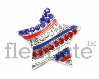 American Flag Star Rhinestone Button, 4th of July Rhinestone, Flatback Rhinestone, Choose quantity, Metal Rhinestone, Wholesale Red BlueStar