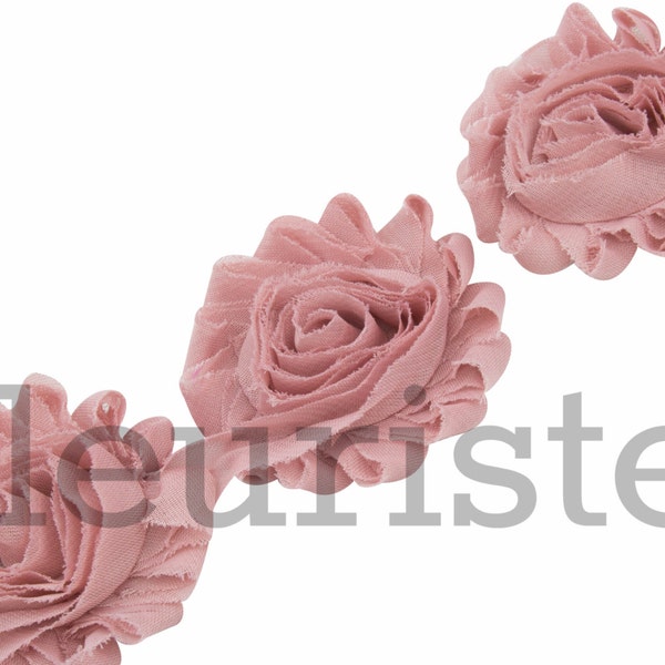 DUSTY  PINK Shabby Rose Trim, Shabby Flower Trim, Shabby Flowers, Shabby wholesale, Shabby Trim, Chiffon flower, Shabby by the yard, Shabby