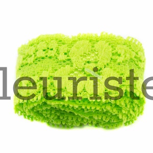 Elastic Lace, Lace Ribbon, Stretch Lace, Elastic Lace Trim, Lace by the yard, Lace Trim, Stretchy Lace, Lace Elastic, 1 inch, Lime Green