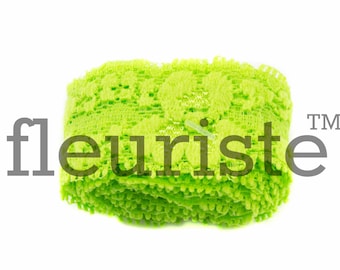 Elastisch kant, kantlint, stretchkant, elastische kantrand, kant op maat gesneden, kantrand, rekbaar kant, kantelastiek, 1 inch, limoengroen