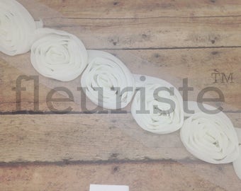 New Shabby Rose Trim, Shabby Flower, Shabby Flowers, Shabby wholesale, Shabby Trim, Chiffon flower, Shabby by yard, Ivory Shabby