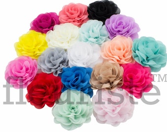 CHOOSE COLORS 3" Chiffon Rose Flower, Wholesale Flower, Fabric Flower, Headband Flower, Wedding Flower, Flower Embellishment, Diy Flower