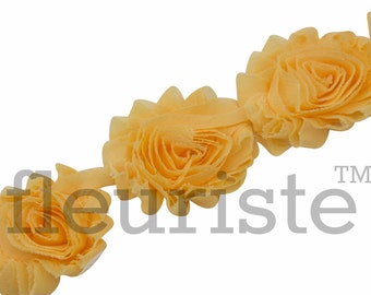 GOLDEN YELLOW Shabby Rose Trim, Shabby Flower Trim, Shabby Flowers, Shabby wholesale, Shabby Trim, Chiffon flower, Shabby by the yard Shabby