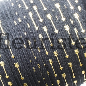 Fold Over Elastic, FOE, Foldover Elastic, Elastic By Yard, 5/8 Elastic, Elastic, Printed Elastic, Wholesale Elastic, Black Gold Arrow