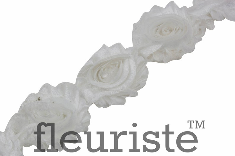 Chiffon flower White Shiny Shabby by yard Shabby Trim Shabby wholesale Shabby Flowers Shabby Rose Trim Shabby Flower Trim