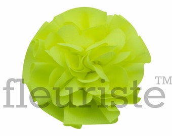 NEON YELLOW Ballerina Twirl Flower, 3 pcs, Chiffon Flower, Wholesale Flower, Fabric Flower, Headband Flower,  DIY Flower, 2.5"