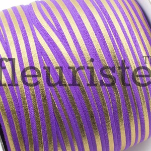 Fold Over Elastic, Elastic for Hair Ties, FOE, Foldover Elastic, Elastic By Yard, 5/8 Elastic, Printed Elastic, Purple Gold Stripe Foil