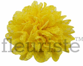YELLOW Fabric Flower, 3.5" Flower, Wholesale Flower, Fabric Flower, Headband Flower, Flower Embellishment,  Diy Flower, chiffon flower