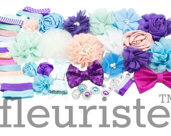 May include: A set of 15 baby headbands with various colors and styles, including flowers, bows, and ribbons. The headbands are made of soft materials and are perfect for newborns and toddlers.