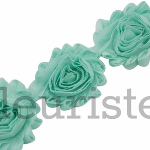 SEAFOAM GREEN Shabby Rose Trim, Shabby Flower Trim, Shabby Flowers, Shabby wholesale, Shabby Trim, Chiffon flower, Shabby by the yard,