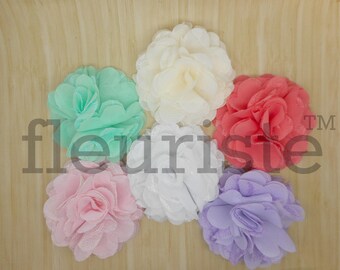 3" Chiffon Lace Petal Flower, Satin Flower, Burned Flower, DIY Flower, Wholesale Flower, Fabric Flower, Wedding Flower,  CHOOSE COLOR