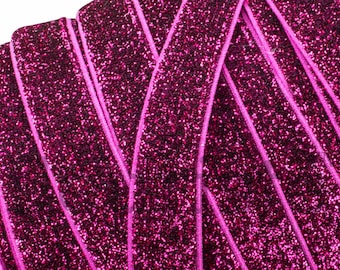 HÄCKROSA Glitterresår, Glitter FOE, Vikbart resår, Resår i metervara, 5/8 resår, Grossistresår, Glitter Vikbart resår