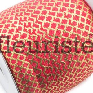 Fold Over Elastic, FOE, Foldover Elastic, Elastic By Yard, 5/8 Elastic, Printed Elastic, Wholesale Elastic, Red Gold Quatrefoil