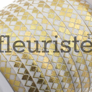 Fold Over Elastic, FOE, Foldover Elastic, Elastic By Yard, 5/8 Elastic, Printed Elastic, Wholesale Elastic, White Gold Argyle, Elastic
