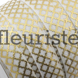 Fold Over Elastic, FOE, Foldover Elastic, Elastic By Yard, 5/8 Elastic, Printed Elastic, Wholesale Elastic, White Gold Quatrefoil