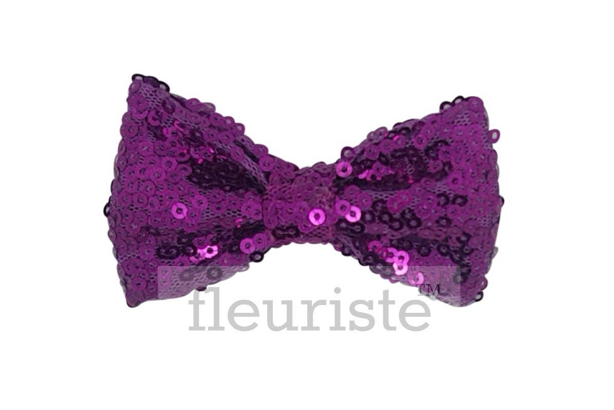 Purple Sequin Bow Glitter Bow Shiny Bows Fabric Bows diy Etsy