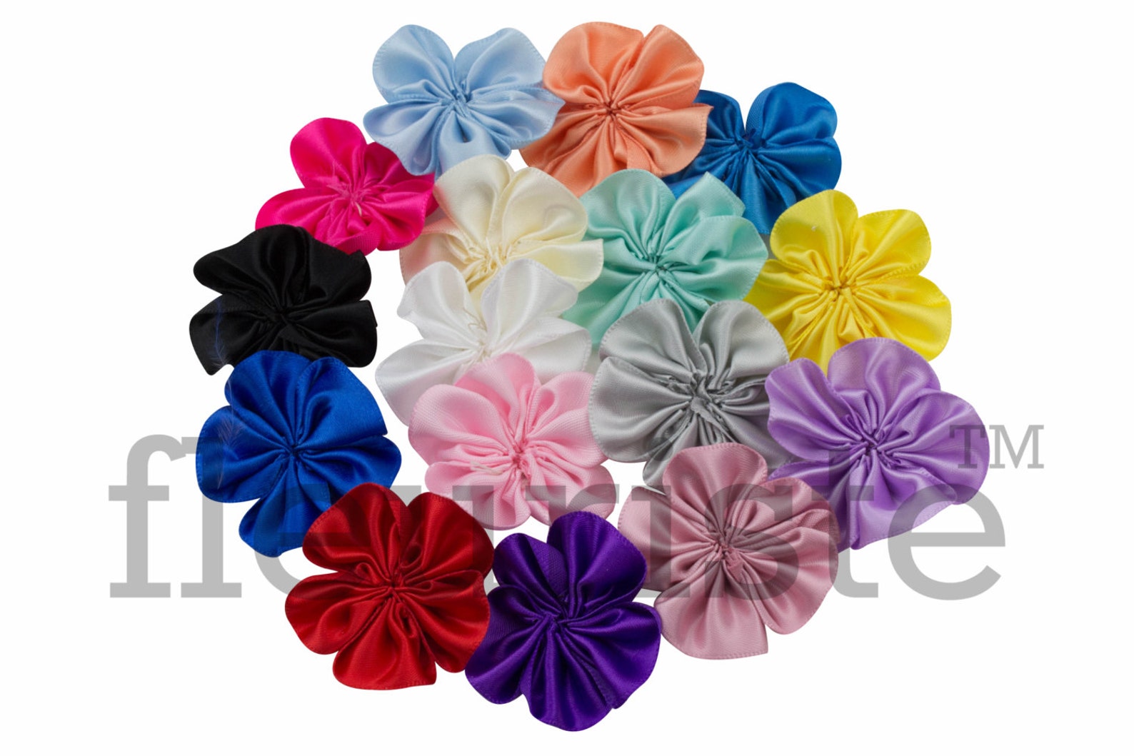 BABY BLUE Ribbon Flower Satin Flower Fabric Rose Rolled - Etsy