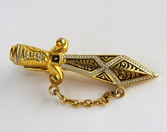 Spain Spanish Flag Round Tie Bar Clip Clasp Tack Gold