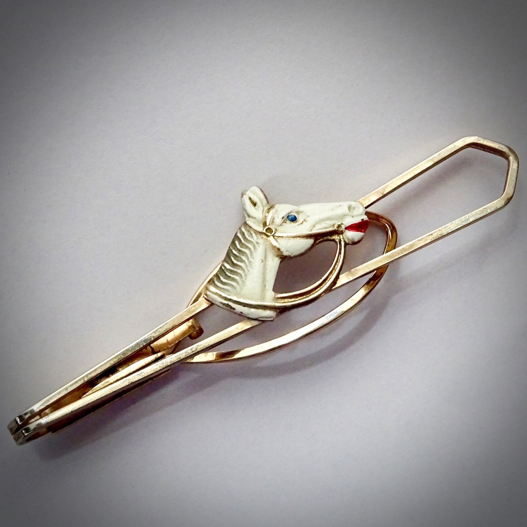 Pince-cravate Vintage Tête De Cheval En Laiton - Style équestrian - Occasion Avec Usure Visible