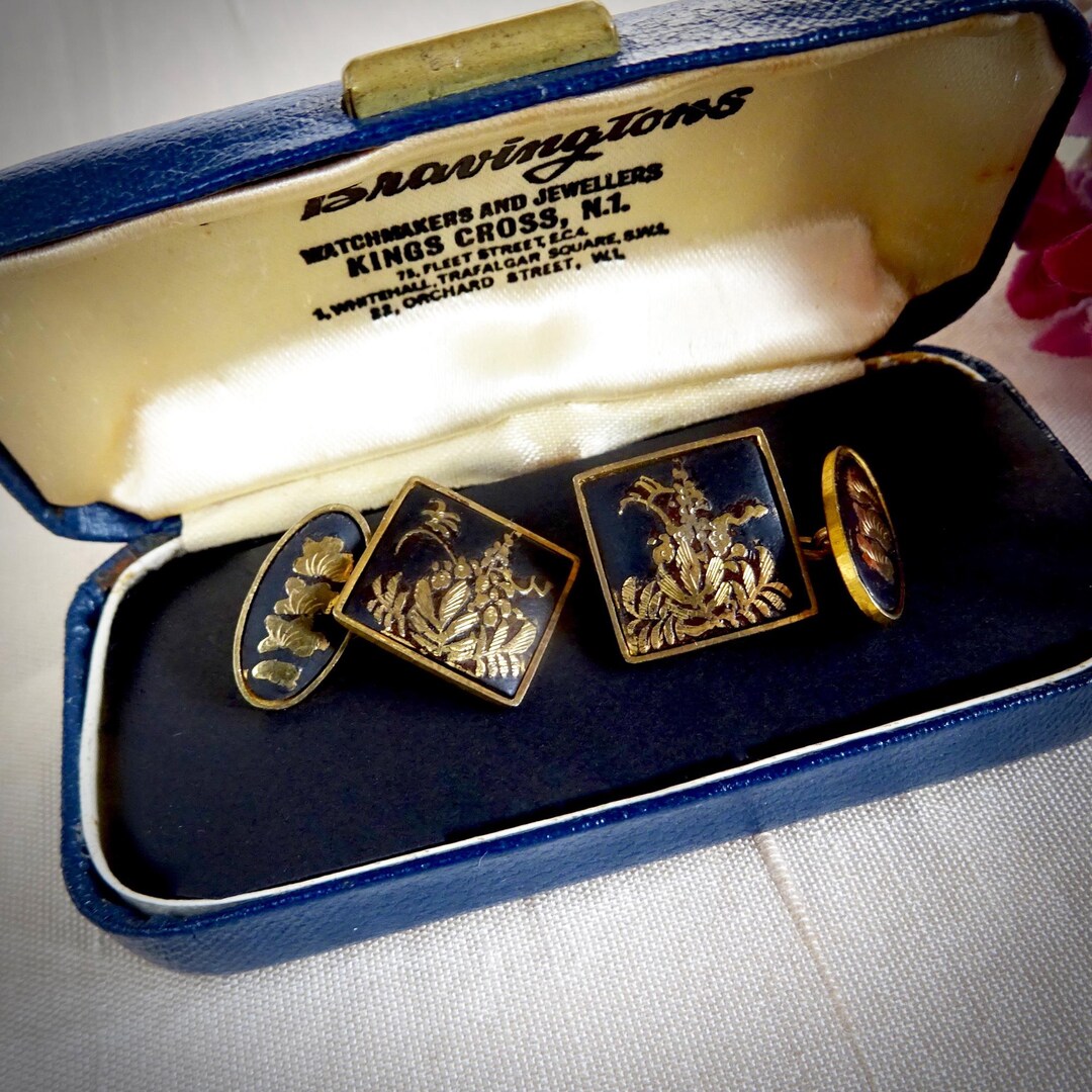 Fermoir De Cravate Vintage Années 1950 - Or 24K Shakudo Damascène - Japon