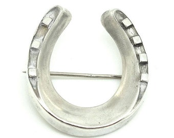 Antique Victorian Silver Horseshoe Brooch, Good Luck