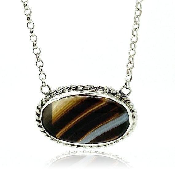 Antique Victorian Necklace | Scottish Banded Agate