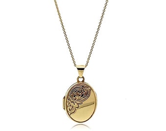 Vintage 1970s 9ct Gold Oval Mini Locket 