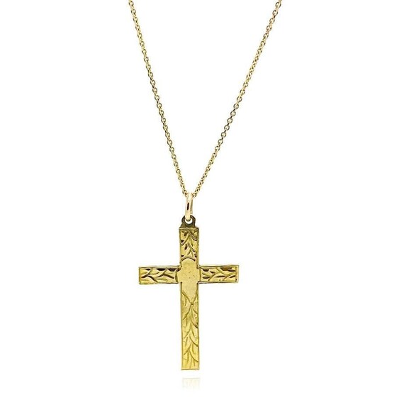 Vintage 1950s 9ct Gold Christian Cross Necklace