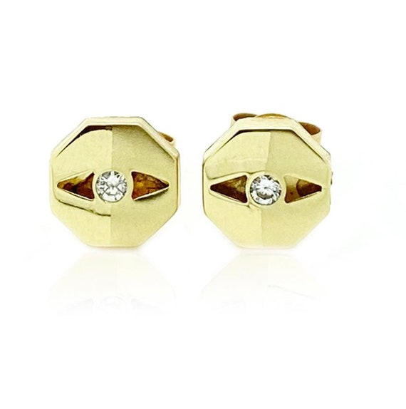 Vintage 1970s Octagonal 9ct Gold Stud Earrings - image 4