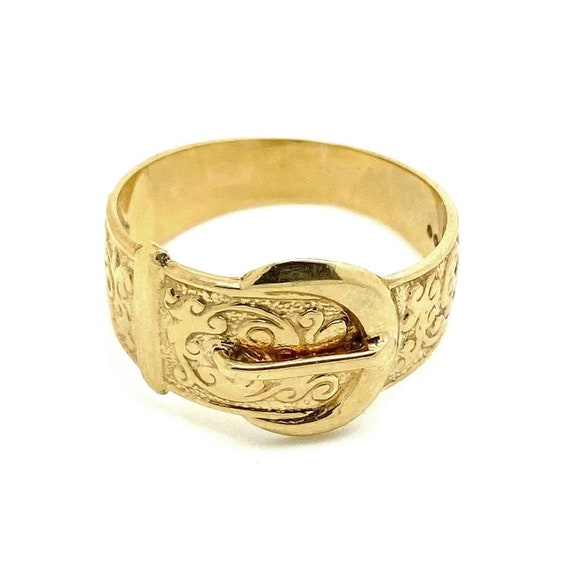 Vintage 1970s 9ct Gold Buckle Ring