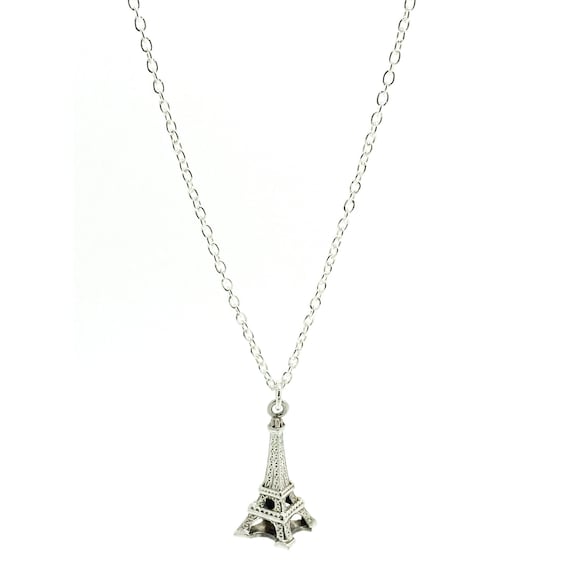 Vintage 1960s Silver Eiffel Tower Charm Necklace