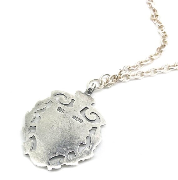 Vintage 1920s Silver Medallion Necklace - image 4