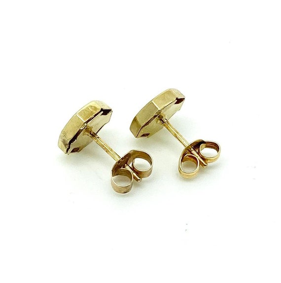 Vintage 1970s Octagonal 9ct Gold Stud Earrings - image 3