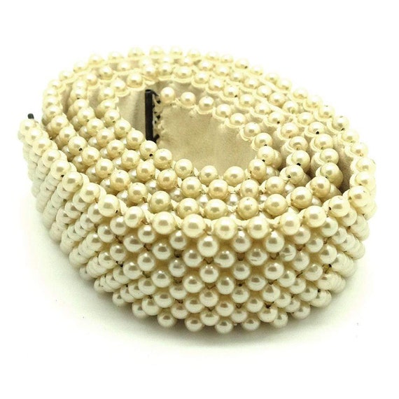 Vintage 1950s Faux Pearl Wedding Belt - image 1