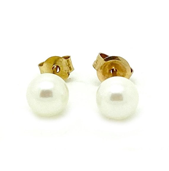 Vintage Pearl Studs, 9ct Gold Pearl, Stud Earrings