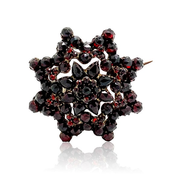 Antique Victorian Garnet Star Brooch