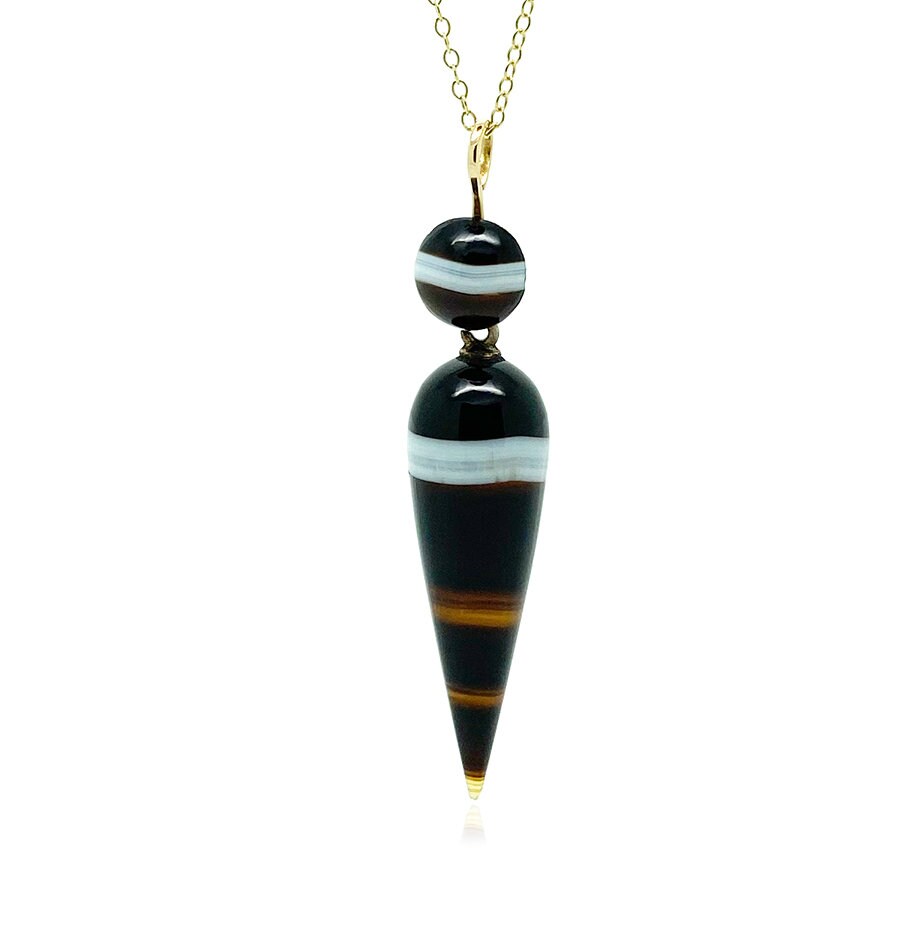 Antique Victorian Banded Agate Gold 