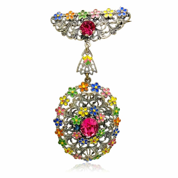 Vintage 1930s Czech Flower Brooch