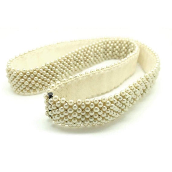 Vintage 1950s Faux Pearl Wedding Belt - image 2