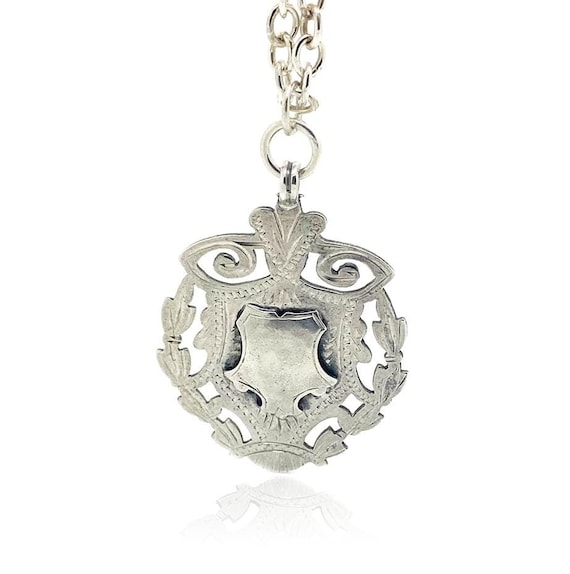 Vintage 1920s Silver Medallion Necklace - image 1