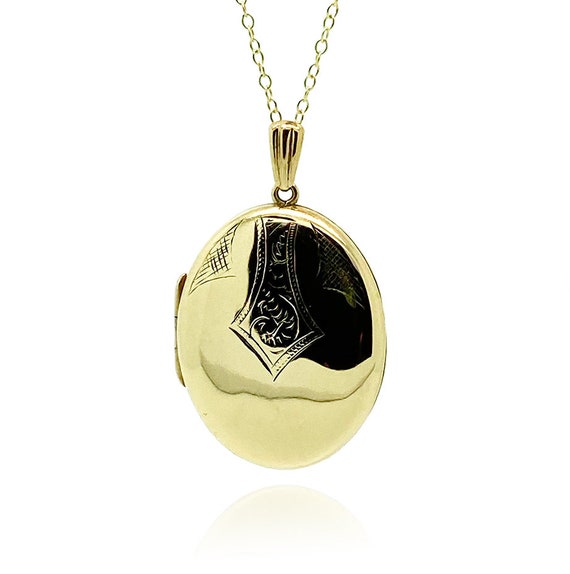 Antique Edwardian Oval Gold Locket Necklace