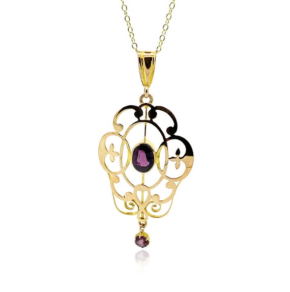 Antique Garnet 9ct Gold Pendant - image 1