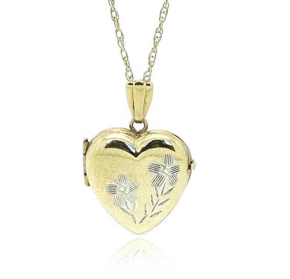 Vintage 1970s Silver Gilt Flower Heart Locket Pers