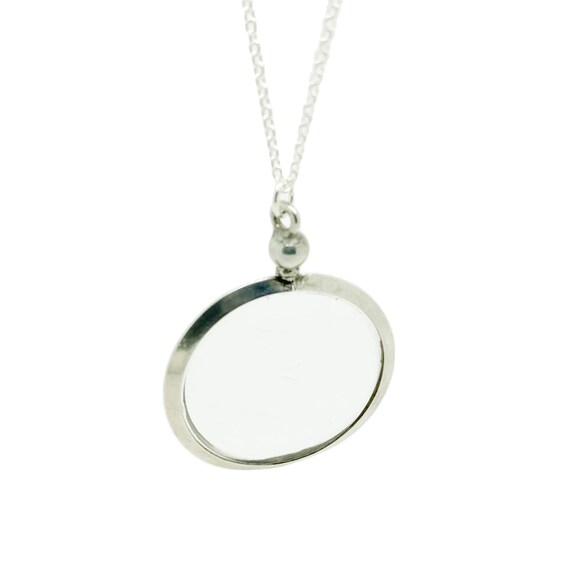 Antique Edwardian 1908 Glass Silver Locket Necklac