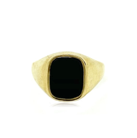 Vintage 1970s Onyx 9ct Gold Ring