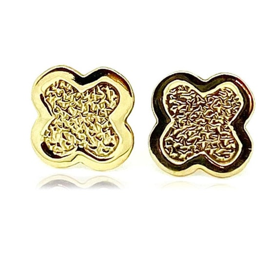 Gold Stud Earrings, Vintage Earrings, 1970s Cross