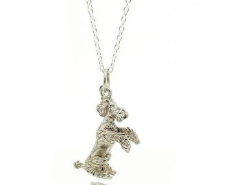 Vintage 1970s Silver Poodle Charm Necklace, Dog Charm, Poodle Pendant, Vintage Poodle